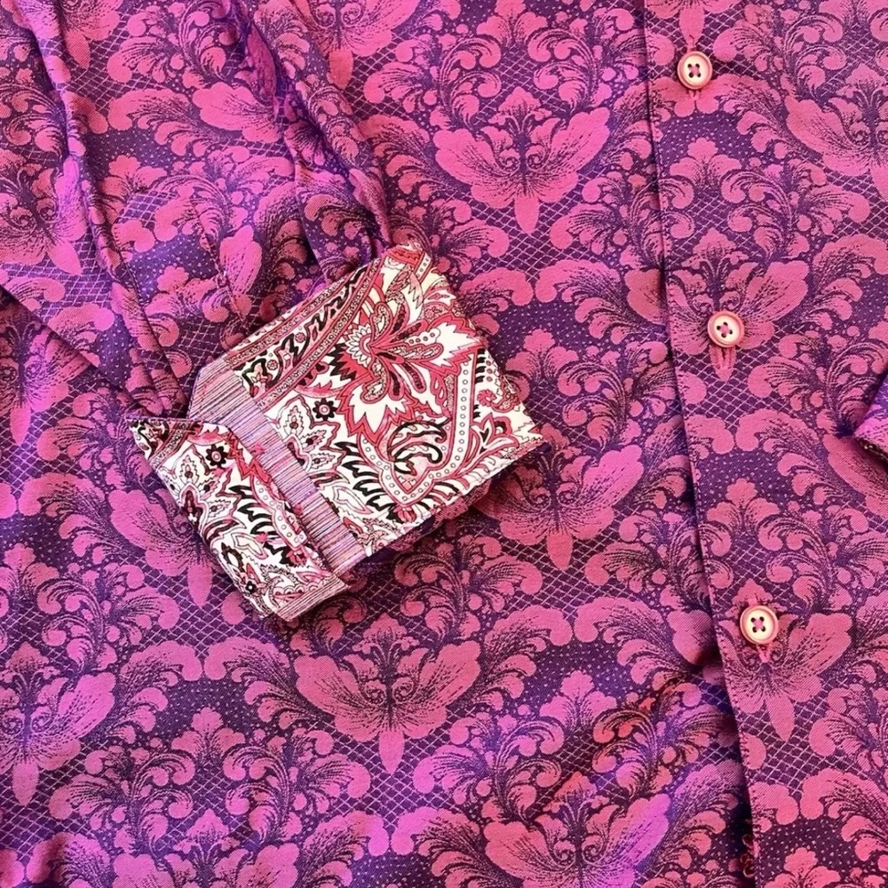 Robert Graham Bayview Classic Fit Shirt Mens Small Raspberry Paisley Button NWT - Picture 4 of 8